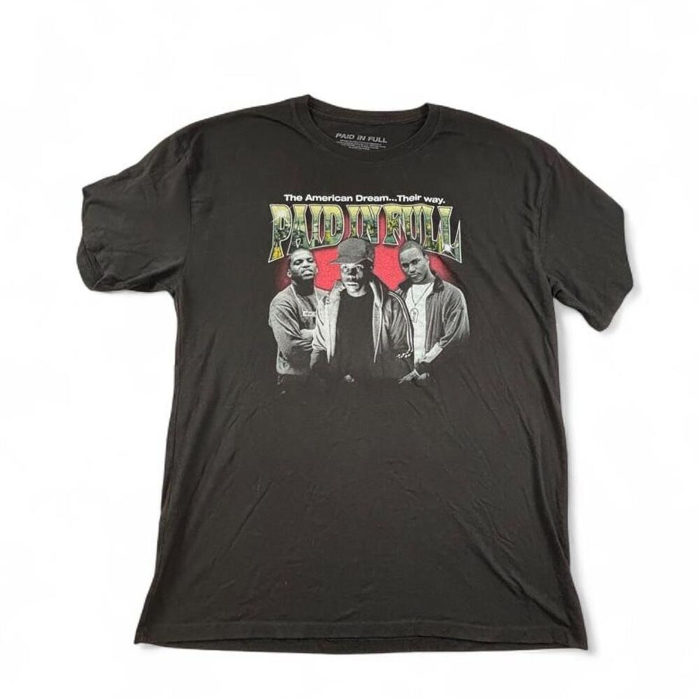 Paid in Full Graphic T-Shirt Men's Medium Black Hip Hop Movie Tee Cotton